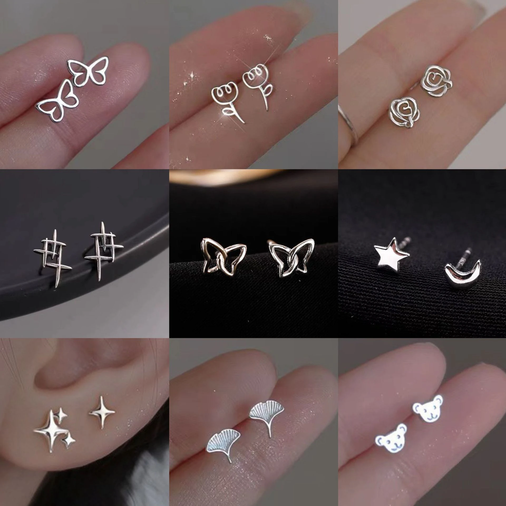 925 silver stud earrings for female students niche simple design high-end earrin