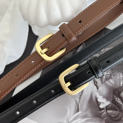 Women's Belt Genuine Leather Versatile Jeans with Brown Belt Women's Decorative 